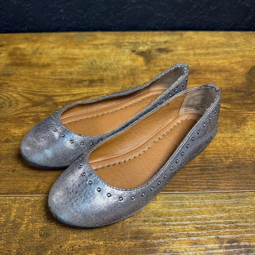 Frye Carson Shimmer MAS-73 Pewter Manmade Flats Kids Size 11
